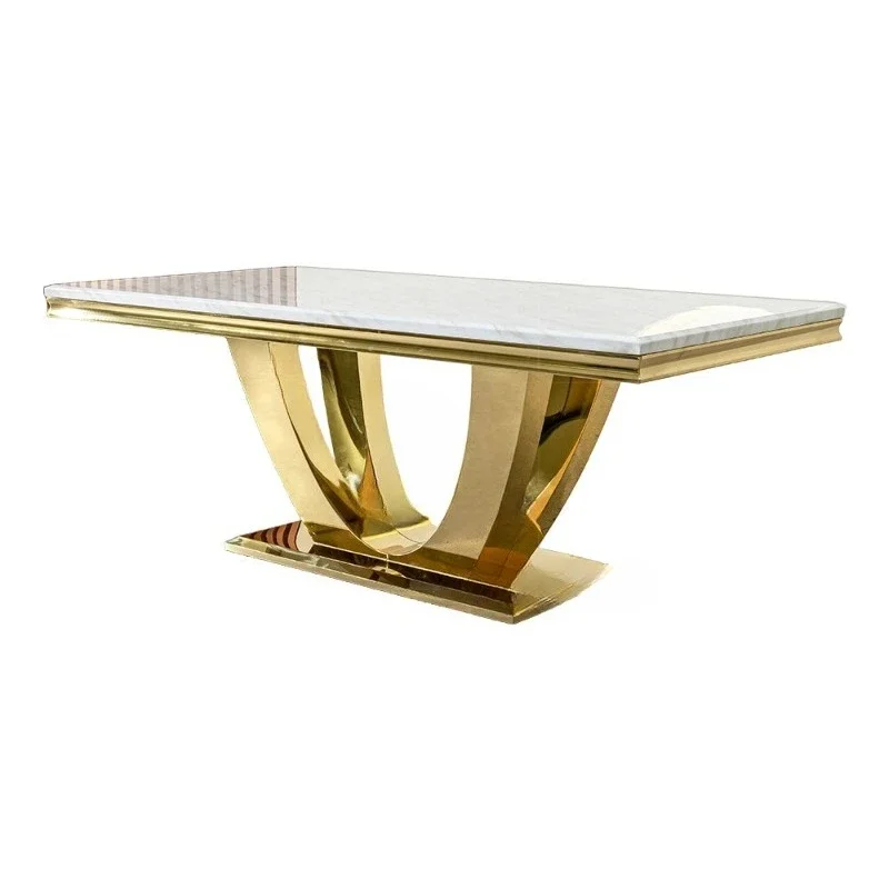 Light luxury rectangular marble dining table luxury restaurant table table set