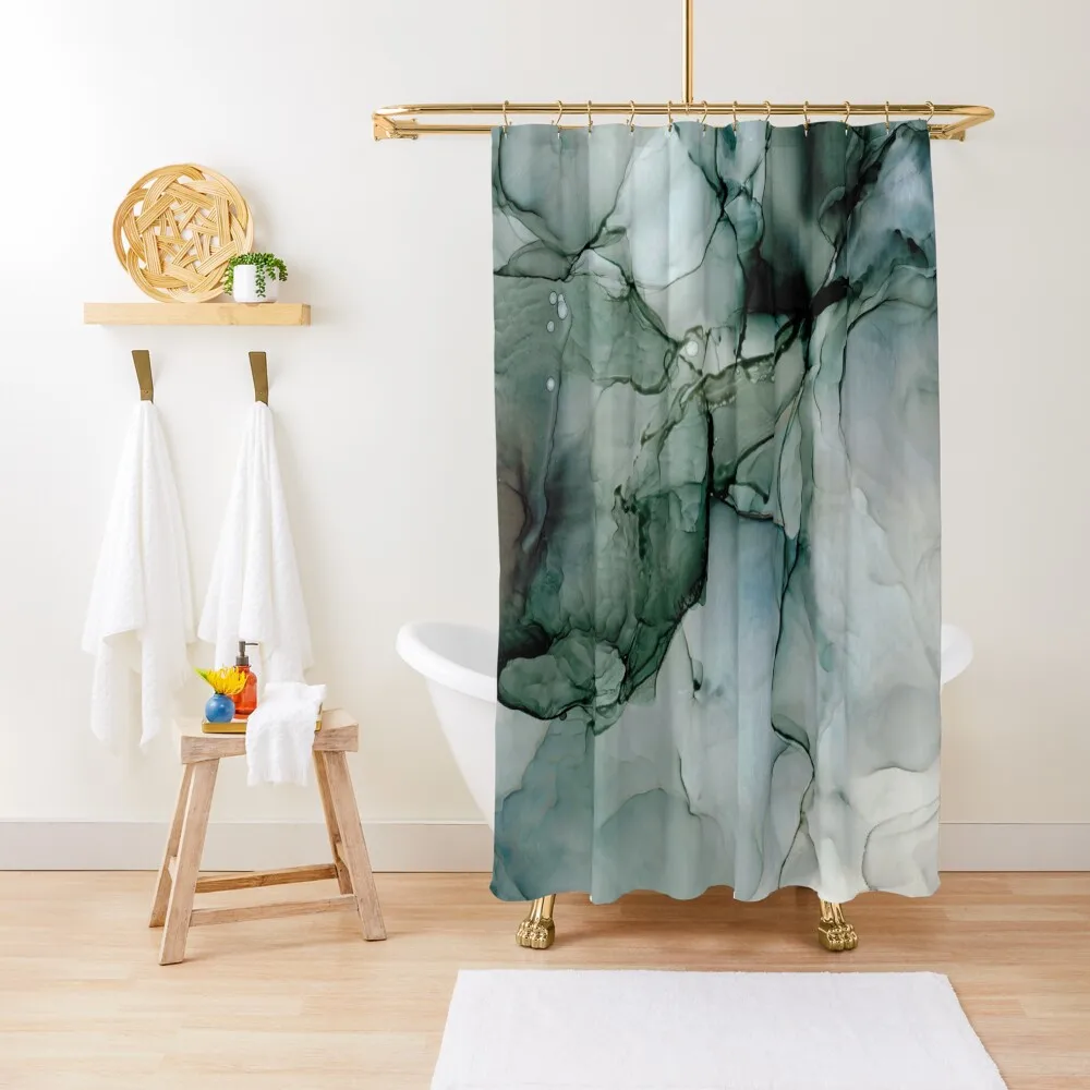 

Charcoal Wisp: Original Abstract Alchol Ink Painting Shower Curtain In The Bathroom Shower Bathroom Waterproof Shower Curtain