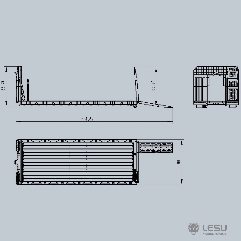 1/14 LESU Metal Flatbed for TAMIYA RC Tractor Truck Trailer Roll-on Roll-off Dumper DIY Model