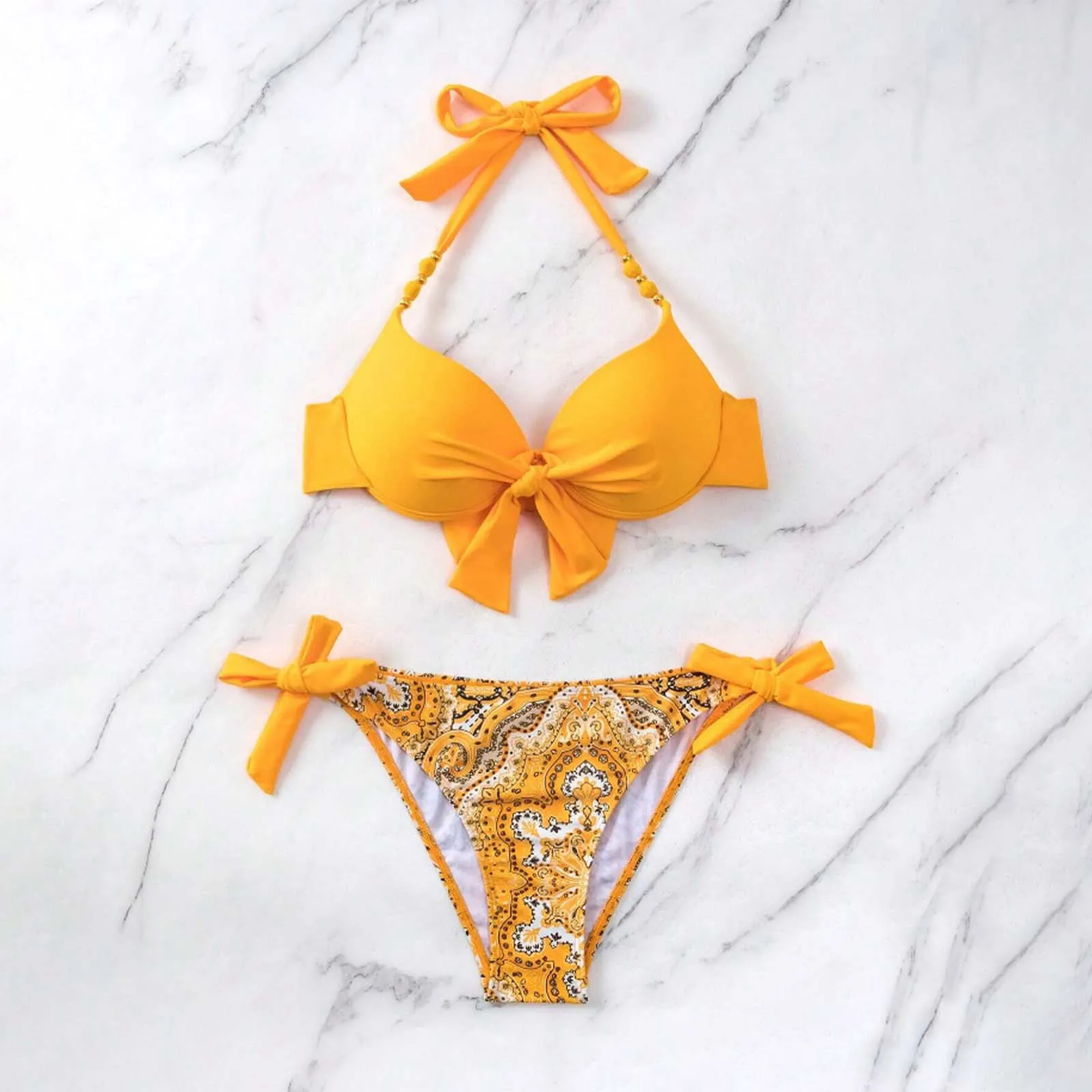 Traje de baño de dos piezas para mujer, conjunto de bikini de cintura alta, traje de baño favorecedor para todas las tallas, bikini alto