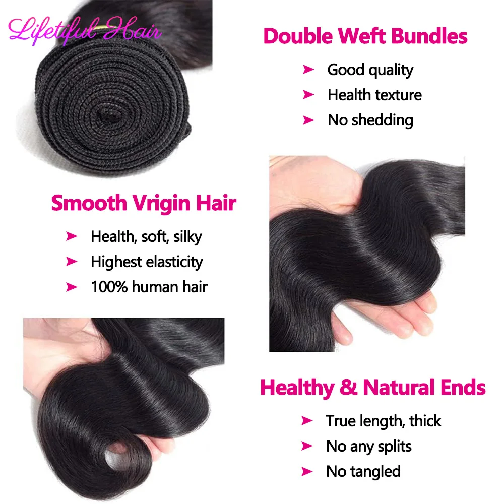 Fasci di onde del corpo con chiusura 4x4 fasci di capelli umani brasiliani e fasci di capelli grezzi di chiusura 2x 6/5x5 3 + 1 pacchi di capelli umani