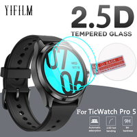 2PCS 2.5D Tempered Glass Screen Protector For TicWatch Pro 5 Pro5 Smartwatch Water-proof Watch Protective Film Cover Glass