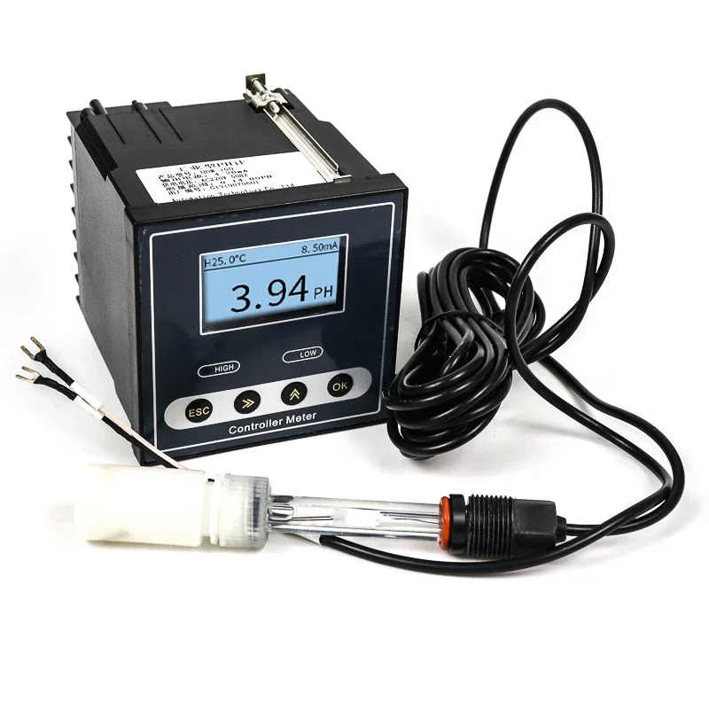 1 Wire Ph Sensor Digital Ph Meter Tester Online Ph Sensor 4-20ma 5 M Plastic Type Auto/manual Control 0~100 C 0.00~14.00ph