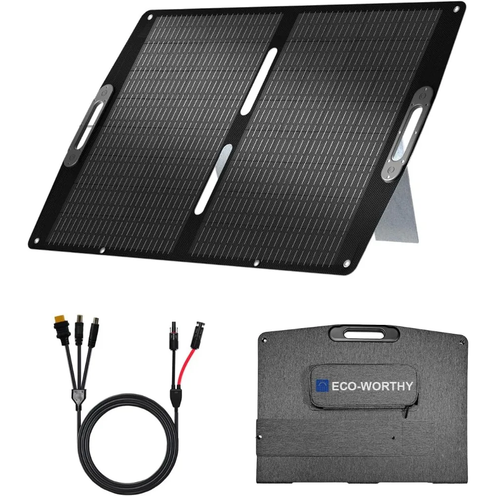 

100W Portable Solar Panel with 23% Efficiency, Foldable Design for Power Stations and Adjustable Stand