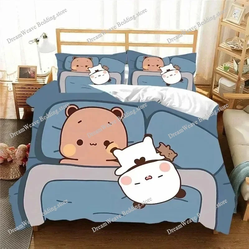 

Kawaii Bubu Dudu Bedding Set Cute Bears Kawaii Duvet Cover for Boy Girl 3D Printing Anime Bubu Quilt Cover King Twin Double
