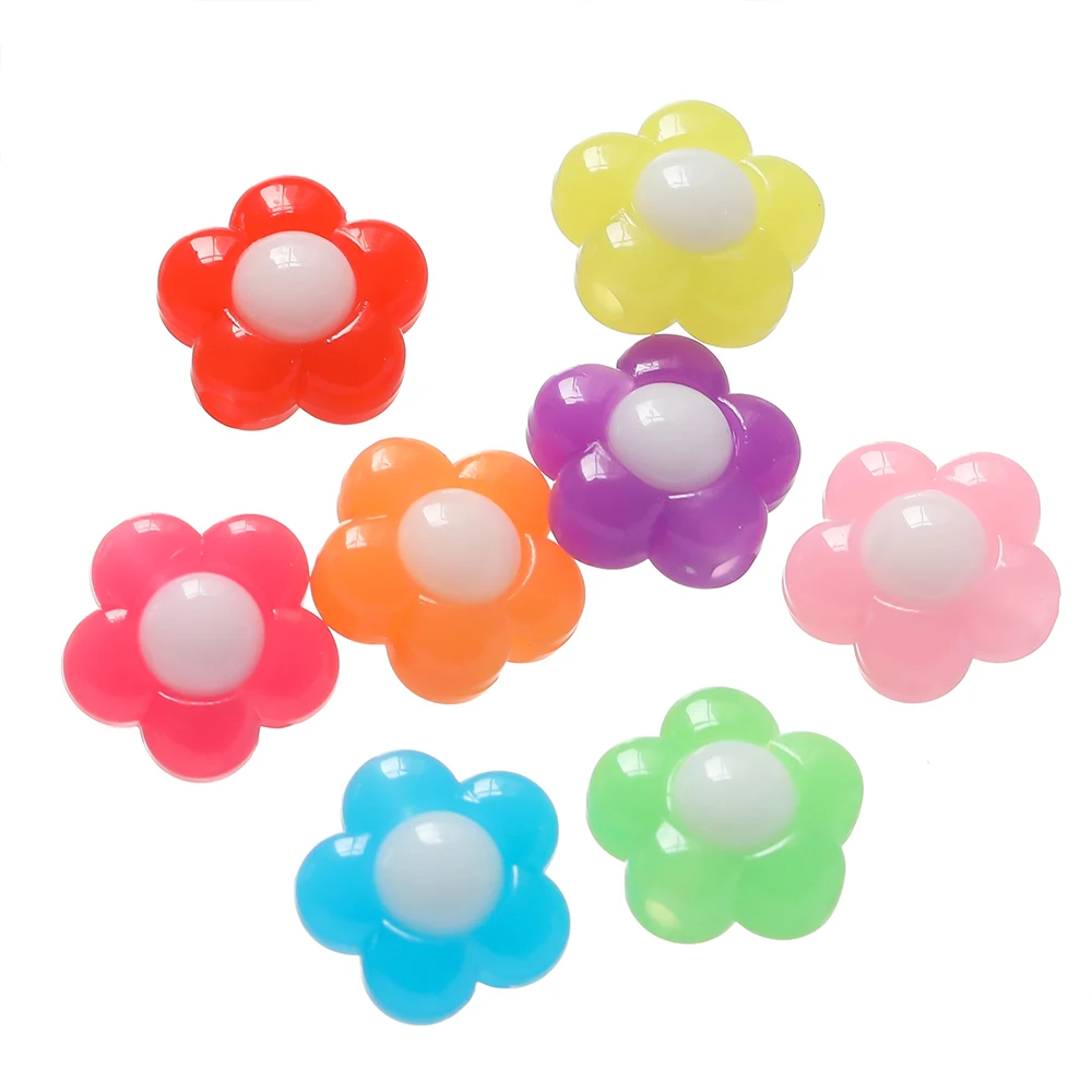 5-10Pcs/lot Jelly Color Flower Acrylic Beads Colorful Spacer Beads For Necklace Crafts DIY Making Accessories Wholesale