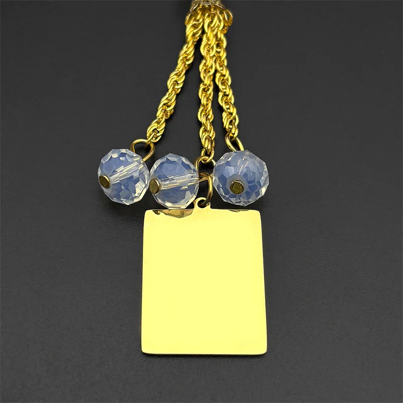 Muslim Arabic Quran Verse Turkey Blue Eye Car Pendant for Men Women Stainless Steel Gold Color Islam Glass Beads Chain Jewelry