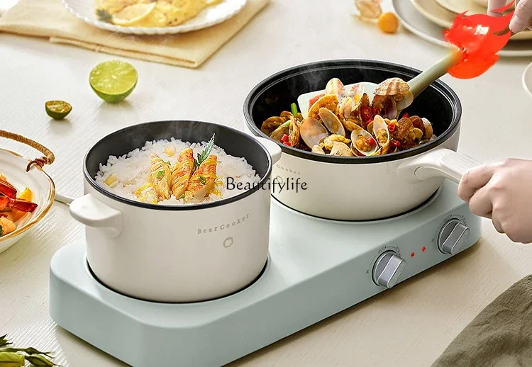 Double stove electric cooking pot Multifunctional cooking integrated pot Dormitory students