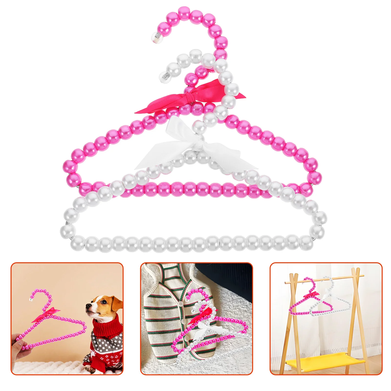 

2Pcs Pet Clothes Hanger with Bowknot Pearl Finish Premium Durability Space-Saving Portable Ideal for Dog Coat Storage in Dorm