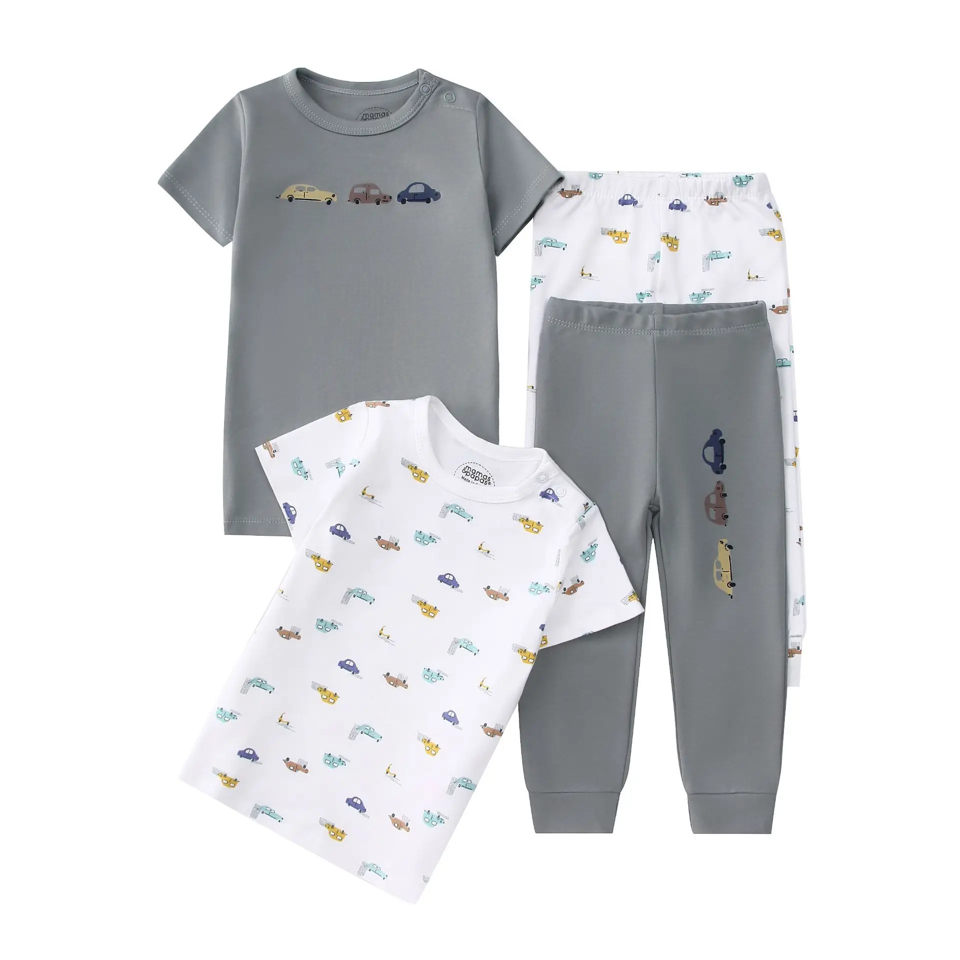 4PCS Spring Autumn Sleepwear Kids Comfort Cotton Pajamas Set Unisex Cartoon Dinosaur Boy Girl Clothes Short Sleeve Home Suit