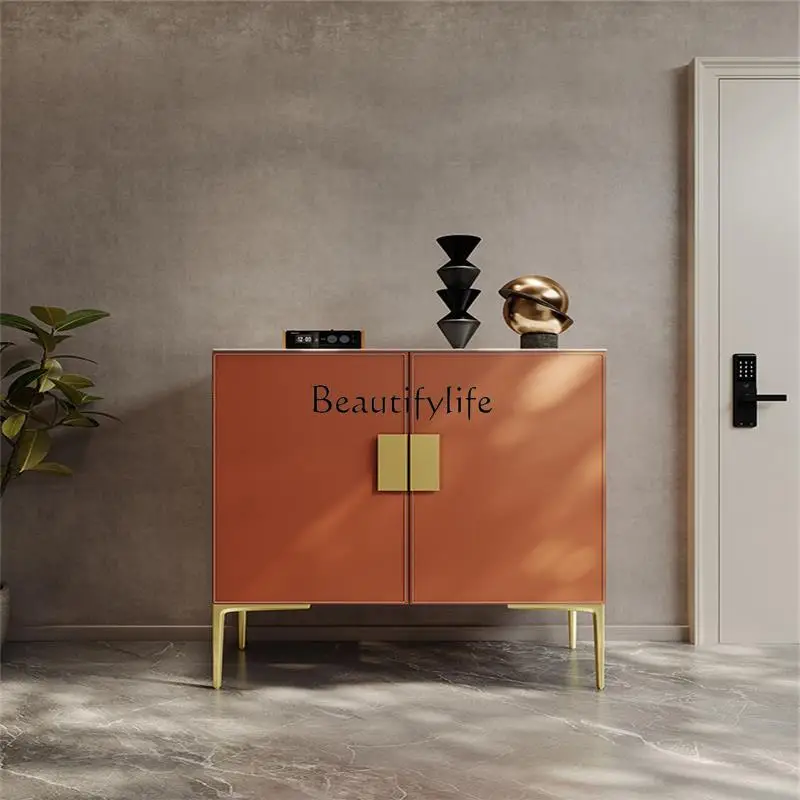 

*Modern simple bedroom storage rock slab storage cabinet living room high-footed dining side cabinet