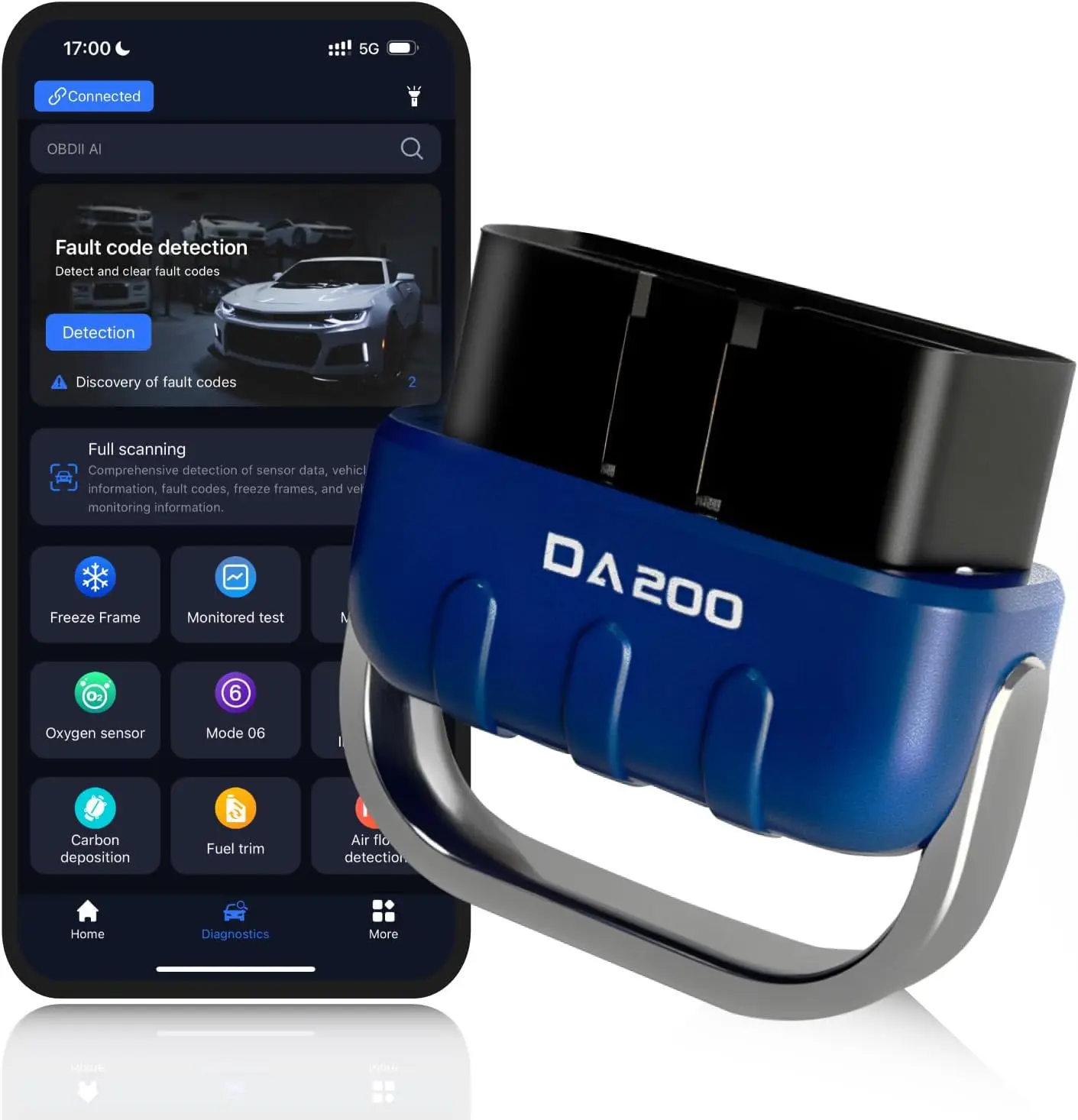 

Bluetooth OBD2 Scanner with AI Repair Guides, Live Data & Battery Test for iOS/Android