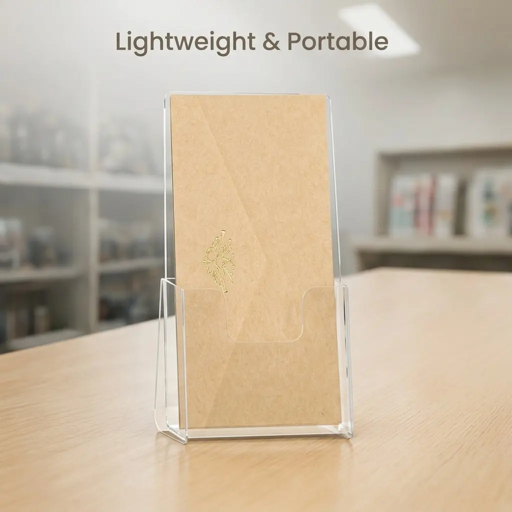 Acrylic Pamphlet Display Stand Transparent Brochure Holder Compact Lightweight Elegant Design Document Shelf for Countertop