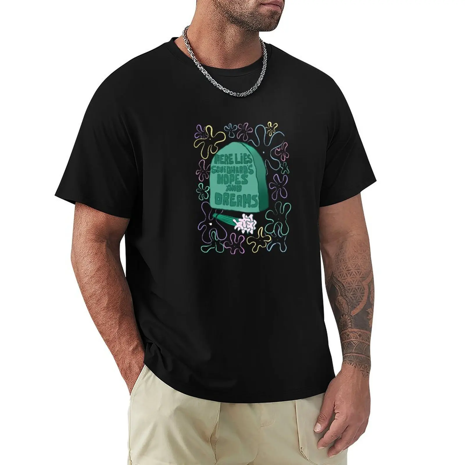 

Here Lies Squidward's Hopes and Dreams T-Shirt Minimalist Casual Short Sleeve Top