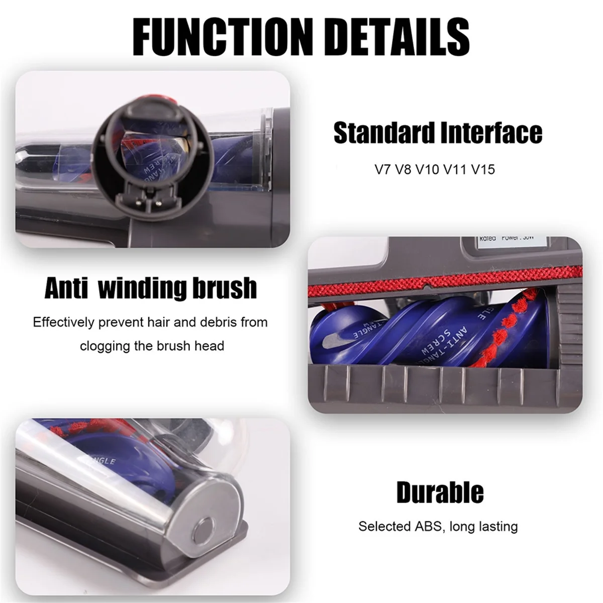 

Motorized Tool Brush Head for Dyson V7 V8 V10 V11 V15 Vacuum Cleaner Mite Removal Suction Head Parts- for Sofas, Beds—A19G