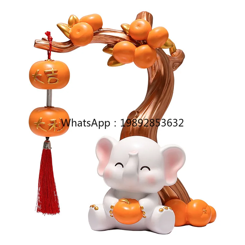 

LYY Persimmon Good Luck Lucky Cat Ornament for Entryway, Living Room, TV Cabinet, Wine Cabinet,Decoration, Housewarming Gift