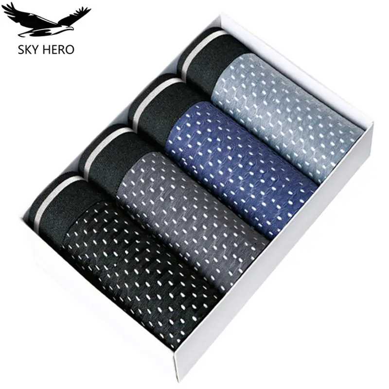 4pcs/Lot Mesh Men Underwear Boxers Panties Shorts Underpants for Male Cool Breathe Ice Silk