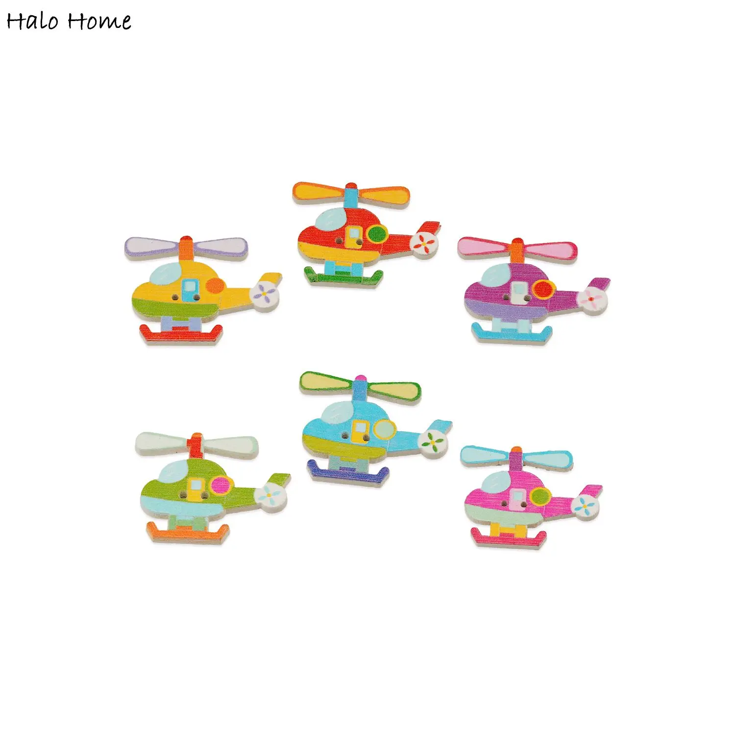 30pcs Cartoon Helicopters Wooden Buttons scrapbook sewing Children clothing shoes hats handmade crafts fabric diy 30mm
