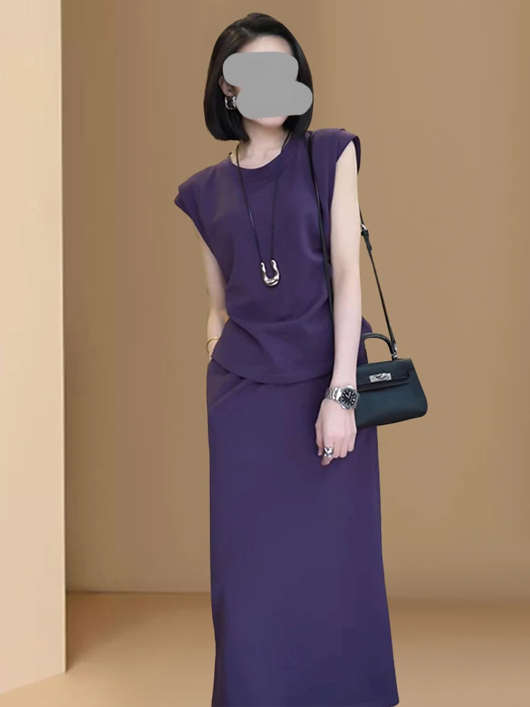 

Fashionable Loose Short Sleeve Top And High Waist Skirt Set for Women Summer 2026 Elegant Loose Fit Two Piece Ensemble