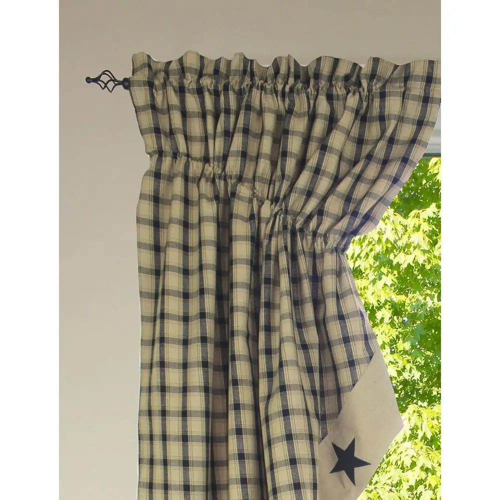 Valance Bergaris Bintang Hitam dengan Pinggiran, 72x63 Gaya Lancaster