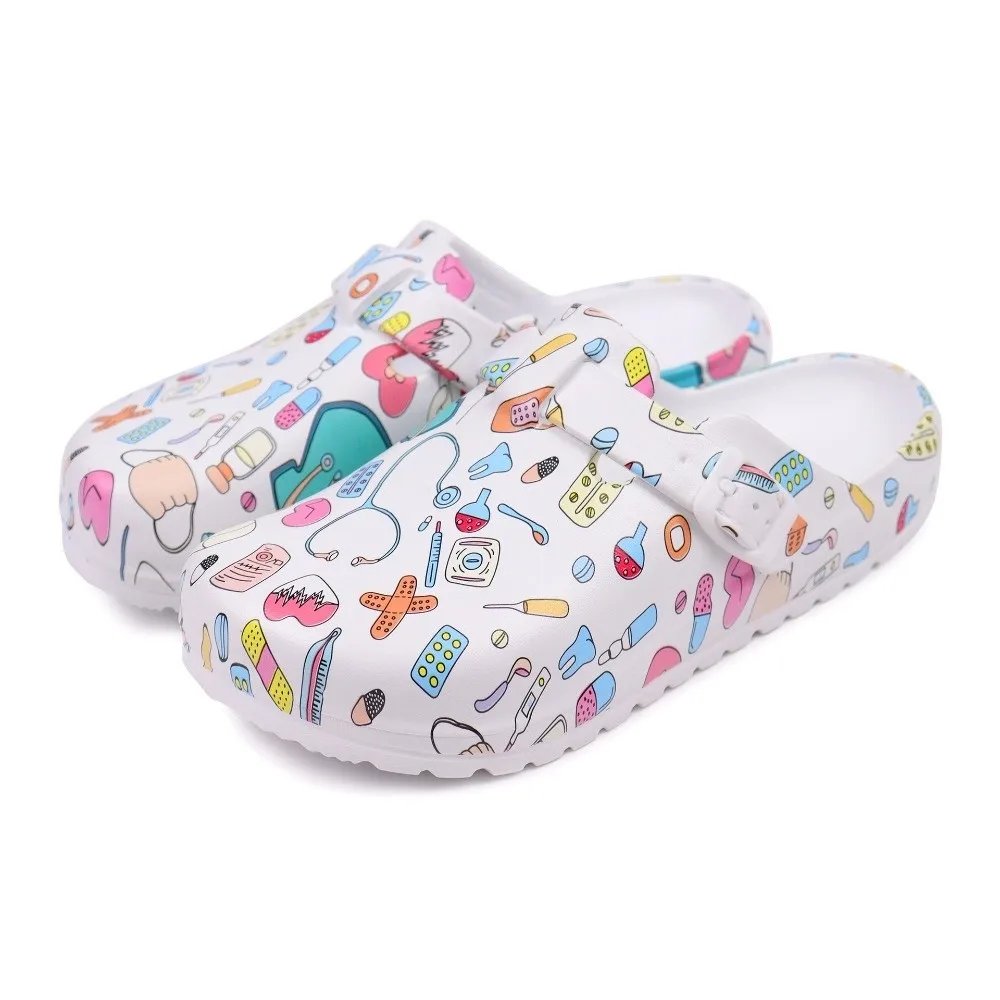 

Creative EVA Work Shoes Printed Soft Sole Indoor Sllippers Anti-slip Adjustable Buckle Flat Sllippers