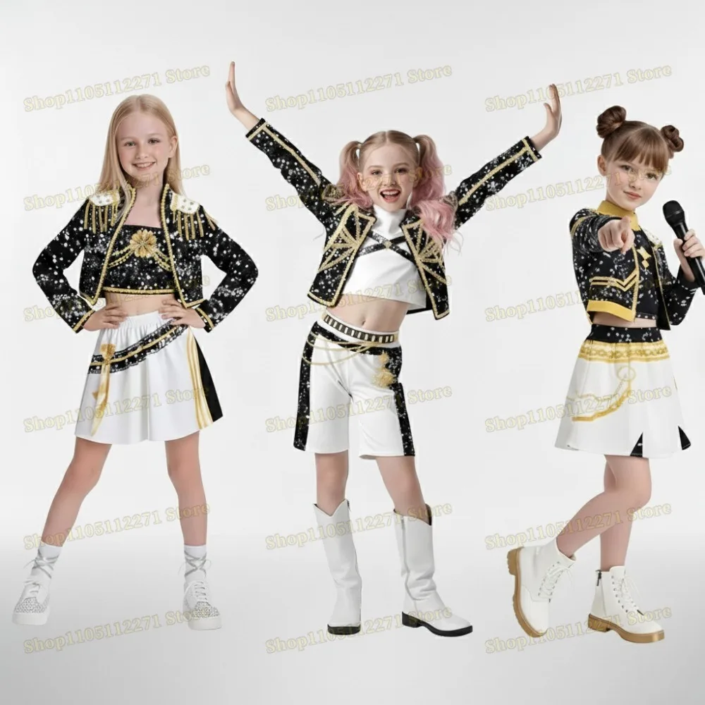 Kids Girls 3D Print Rumi Zoey Mira Cosplay Costume Suit Set Kpop Demon Hunters Uniform Children Halloween Party Roleplay