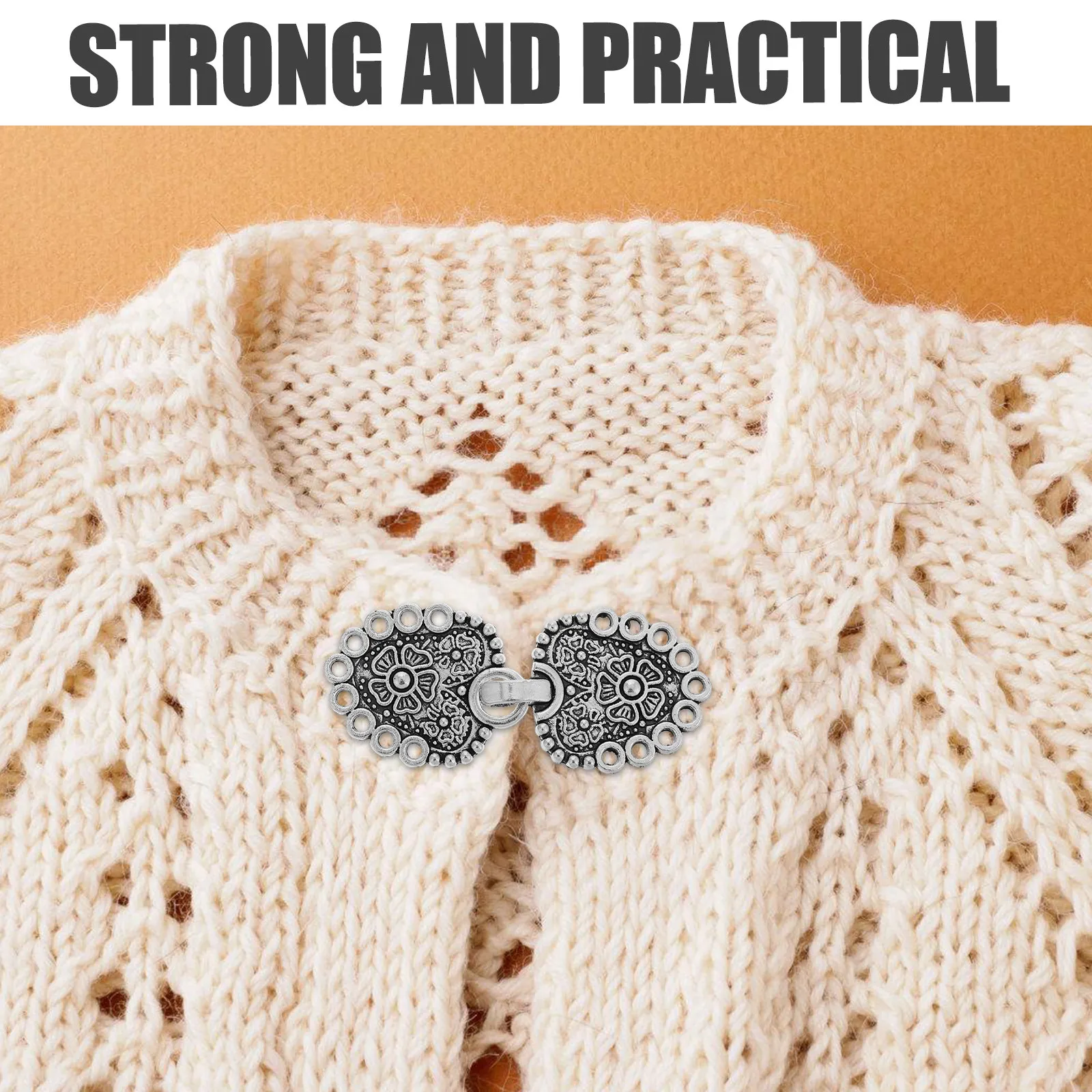 2Pcs Shawl Clips Female Snap Fastener Metal Buckles Cardigan Cloak Dress Brooch Clips Anti-Gaping Closure Vintage Style Clothes