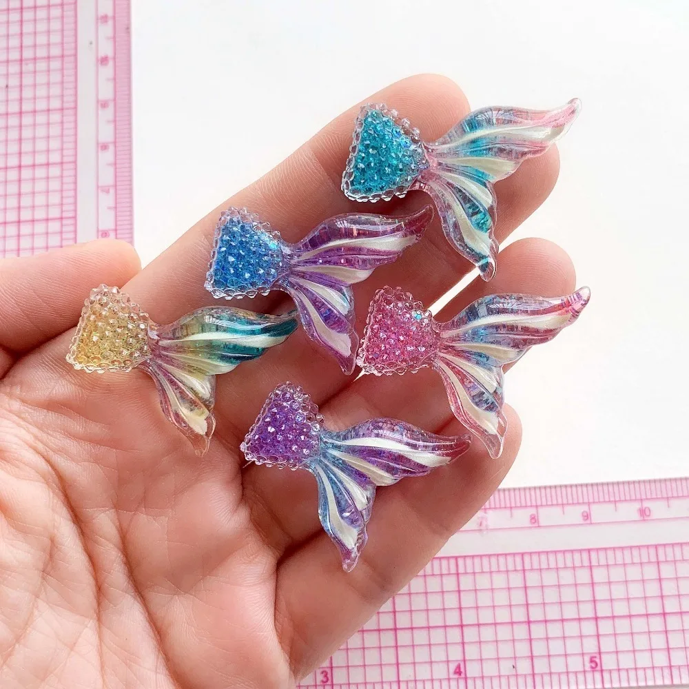 10pcs Mini Fish Tail Slime Charms Kawaii Resin Flatback  Cabochons Embellishments for DIY Ornament Crafts Making A26