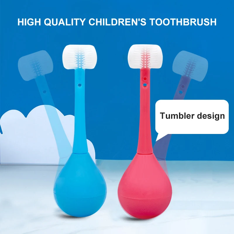 Children Toothbrush Three-sided Soft Bristle TumblerTeethbrushes Teeth Whitening Brushes For 3-12 Years Old Childrens Oral Care