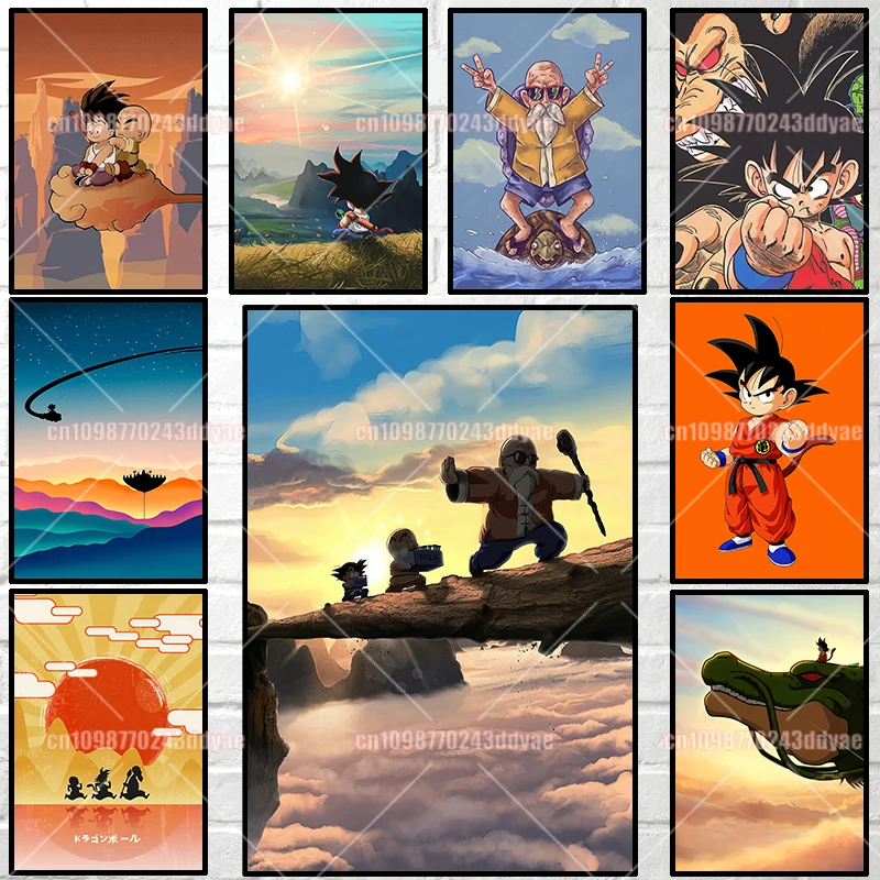 

Printed Anime Dragon Ball Cute Childhood Goku Poster Canvas Painting Modern Children's Bedroom Decoration Painting Birthday Gift