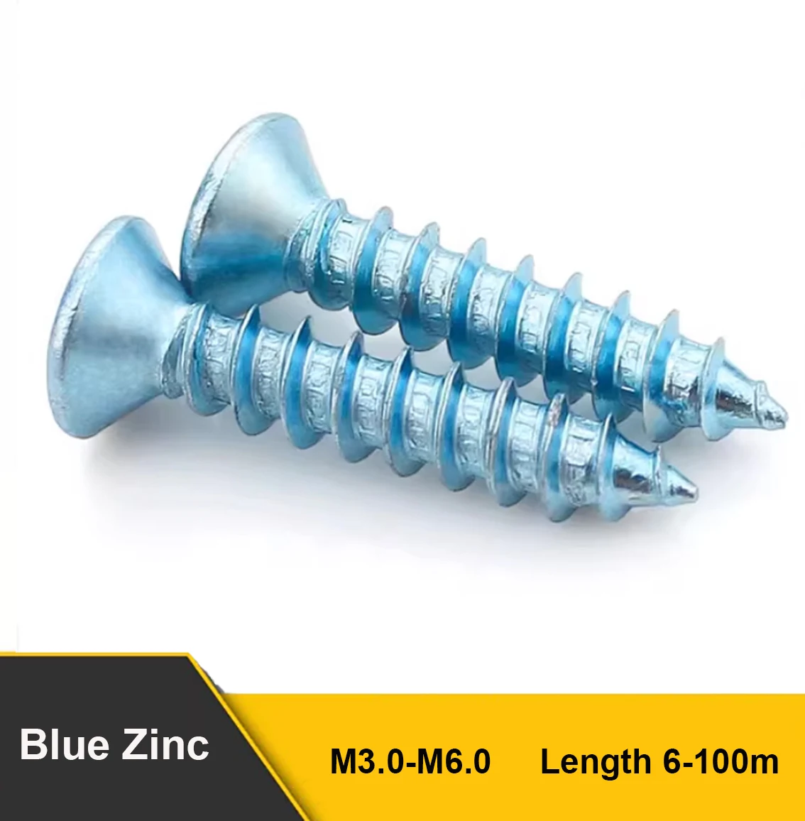 M3.0 M4.0 M5.0 M6.0 Blue Zinc Cross Bolts Flat Head Countersunk Machine Hard Self Tapping Phillips Screws Length 6/8/10/12-100m