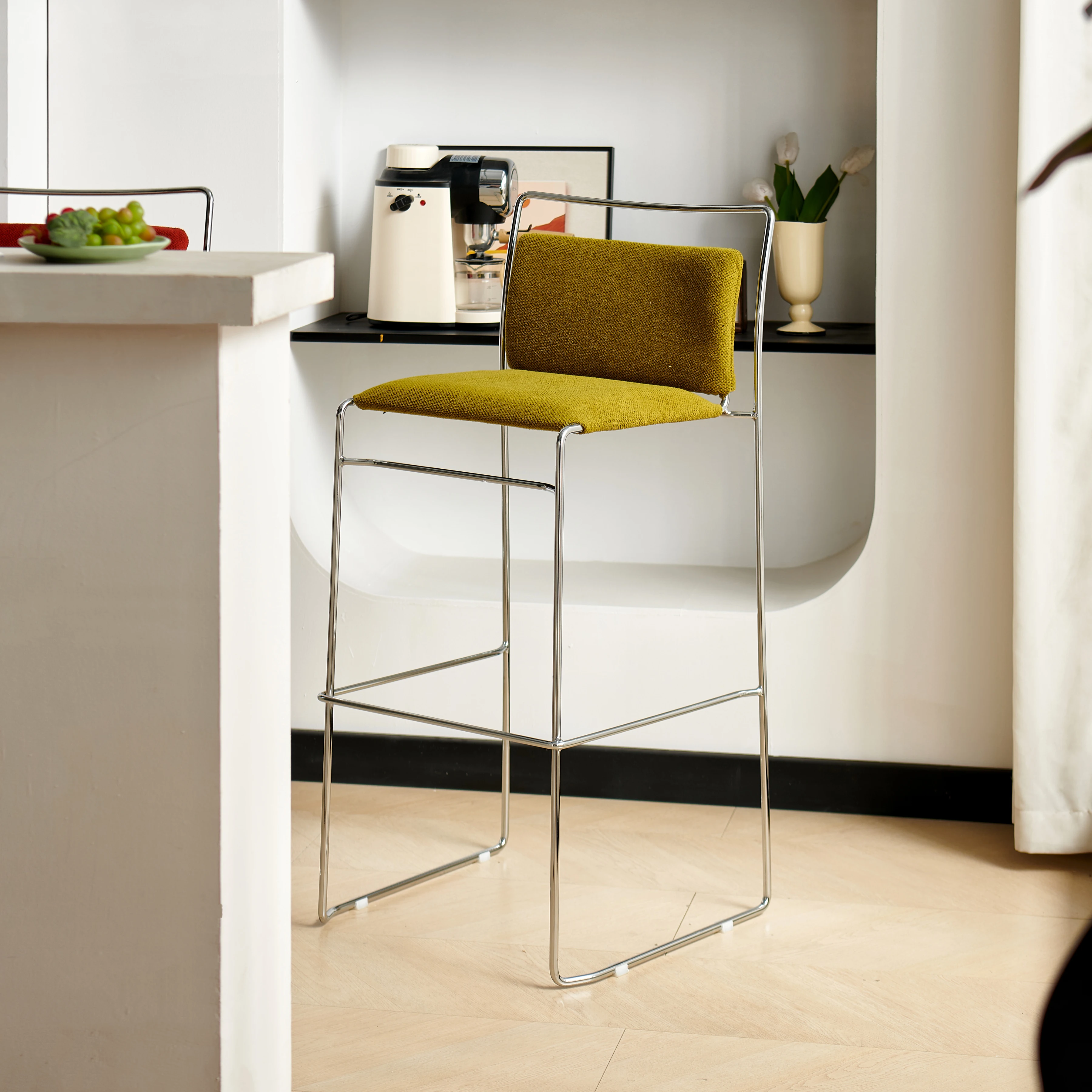 레트로 홈 하이 체어 디자이너 창의적 라이트 럭셔리 바 스툴 소형 아파트 등받이 아일랜드 체어