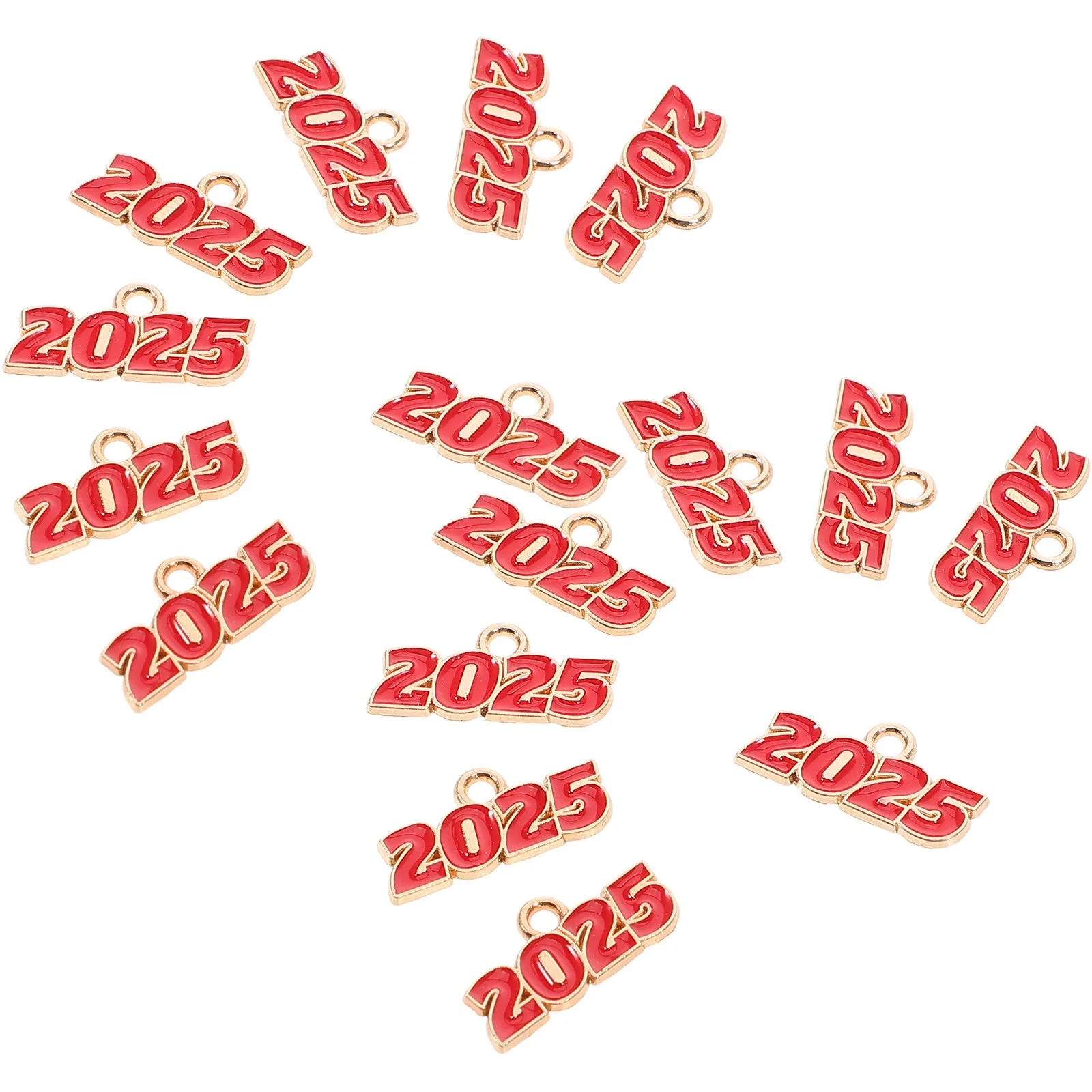 20pcs 2025 Year Number Pendant Metal Charms For Jewelry Making Keychain Diy Craft Projects Graduation Tassel Alloy Pendants