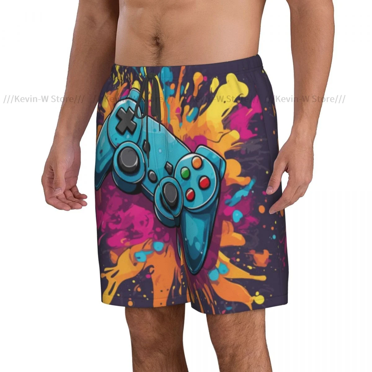 Traje de baño de secado rápido para hombre, bañador con ilustración de controlador de videojuegos, ropa de playa, verano, 2022