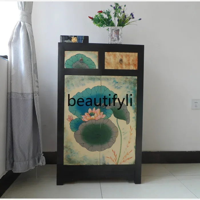 

zxqXZQChinese classical hand-painted painted old shoe cabinet storage side cabinet