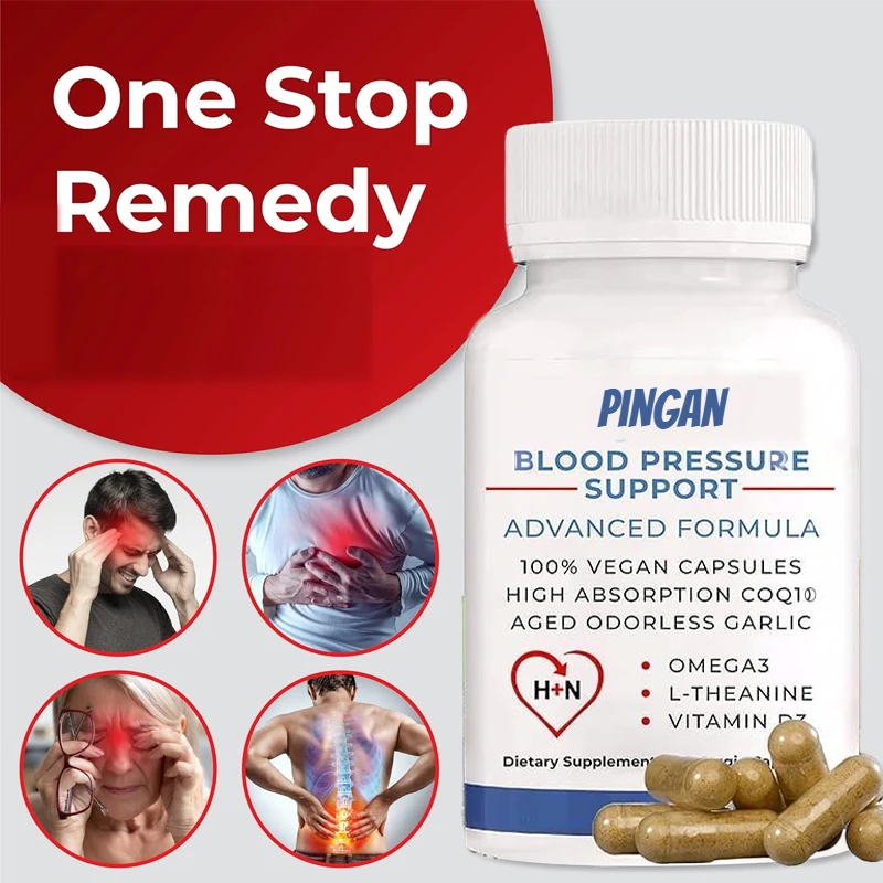 Blood Pressure Support Black, Odorless Aged Garlic, Coq10, Β - Cyclodextrin, Omega 3, L-theanine, and Vitamin D3 | 60 Capsules