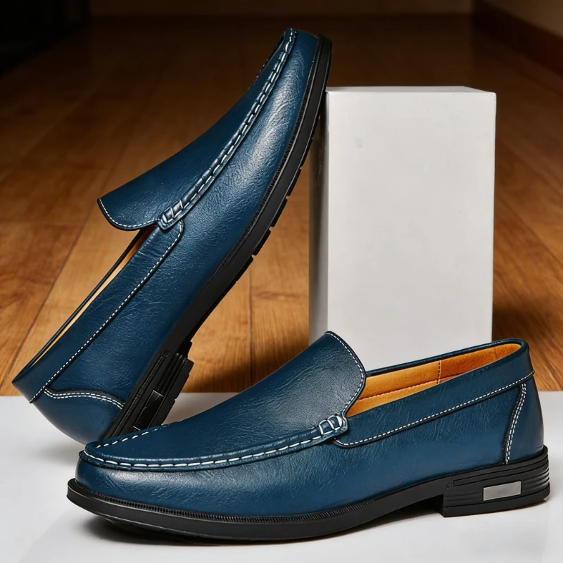 

White Men Soft Leather Loafers High Quality Men Business Casual Shoes Fashion British Style Men Dress Loafers Hollow Moccasins