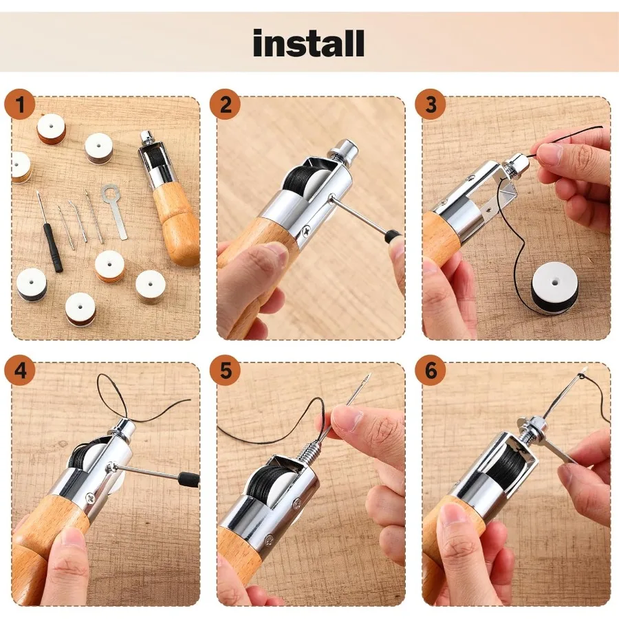 خياطة يدوية مكونة من 12 قطعة من الجلد مع مجموعة إكسسوارات حرفية لمشاريع الأعمال الجلدية التي تتضمن 3 أحجام إبر R