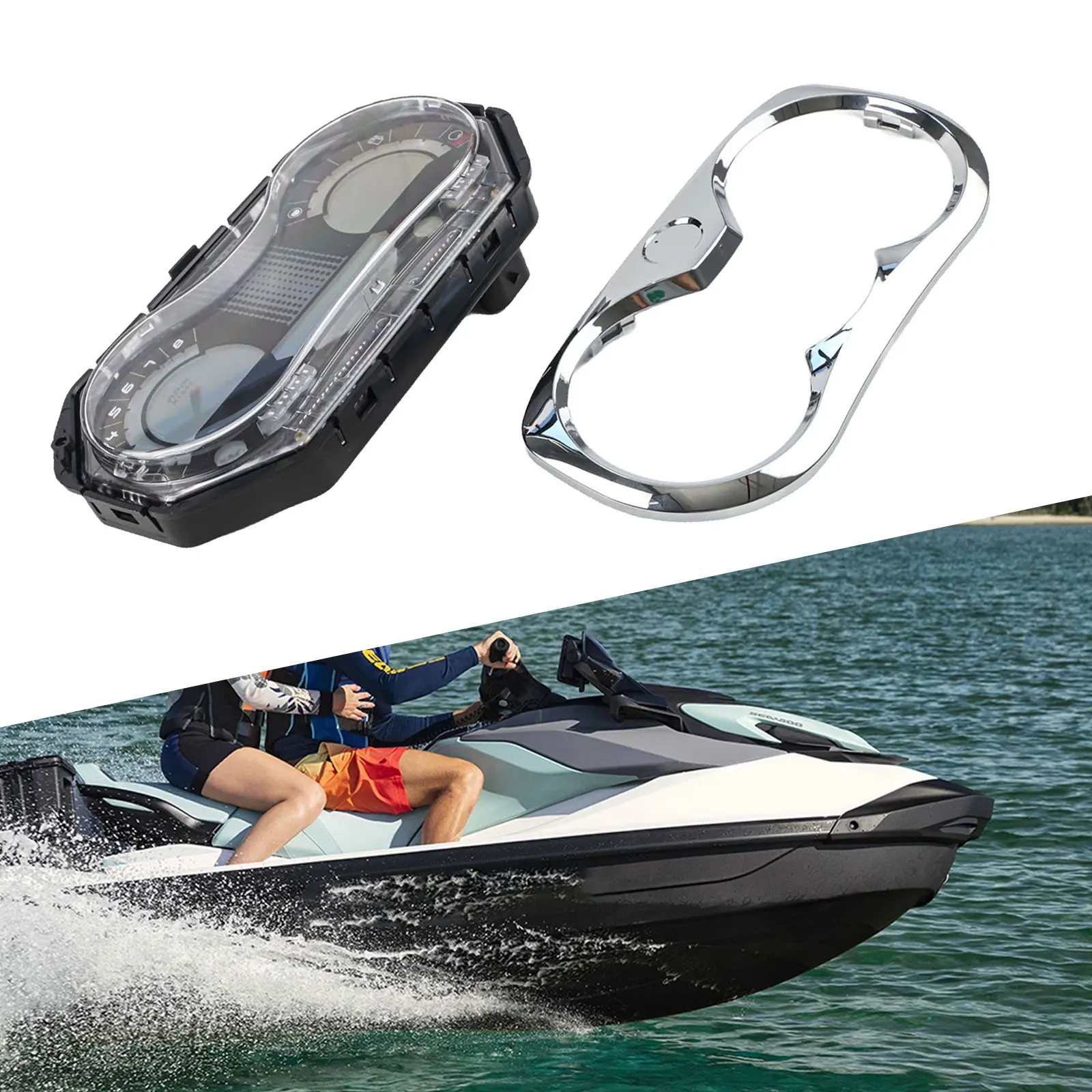 Replacement Digital Speedometer with Bezel for 278002070 278002217 Accurate Speed and Fuel Level Readings for Watercraft Use