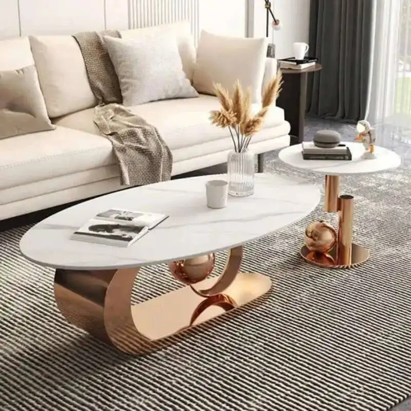 

Coffee Tables Luxury Design Living Room Modern Center Table Set Minimalist Coffee Table Unique Oval Desk Home Decoration
