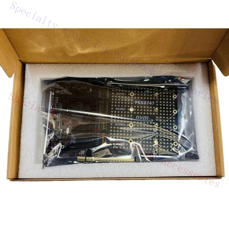 A+ FOR 4 Port M.2 NVMe SSD PCIe x16 Adapter With PLX PEX8747 PCI E 3.0 x16 Switch to 4