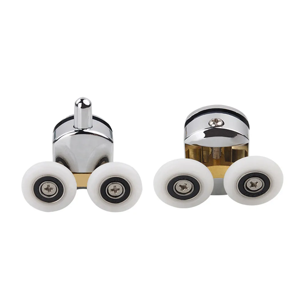 Adjustable Top Rollers  Spring Loaded Bottom Rollers  Zinc Alloy Double Shower Door Rollers  Suitable for 23mm Wheels