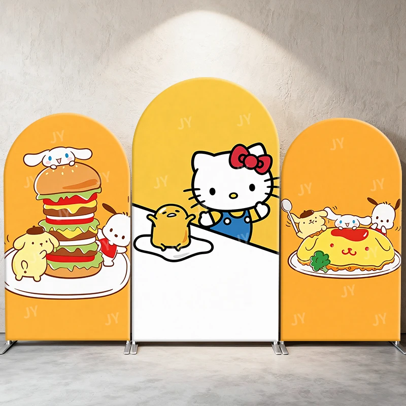 

Фон для фотосессии с персонажами Sanrio на тему еды, милый мультяшный декор для детского дня рождения, вечеринки в честь рождения ребенка, фотозоны