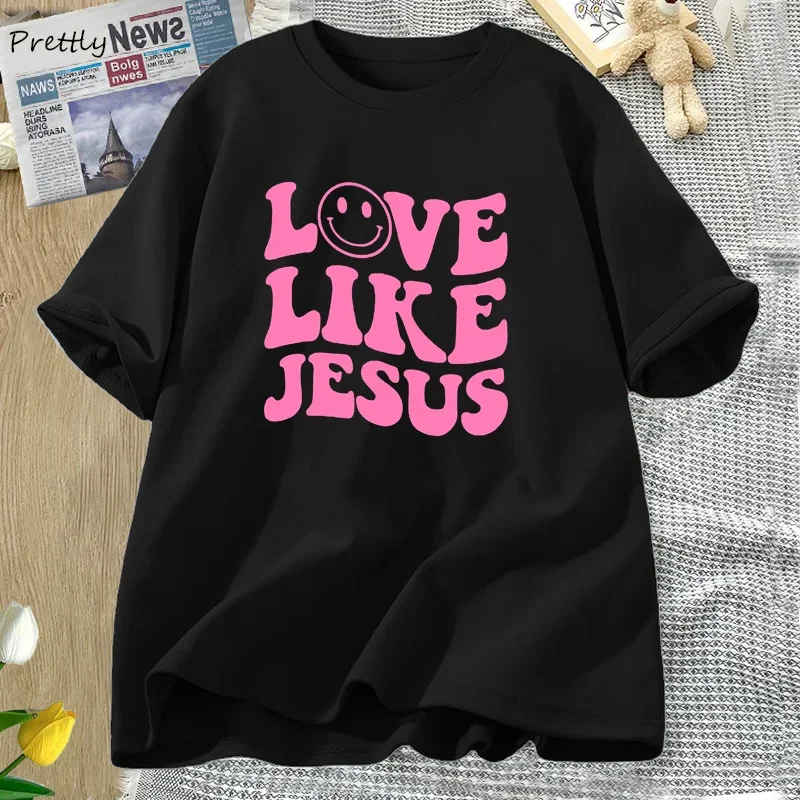 

Love Like Jesus T Shirt Christian Faith Tshirt Women Cotton Short Sleeve Streetwear Jesus Religious T-shirt Womens Clothing