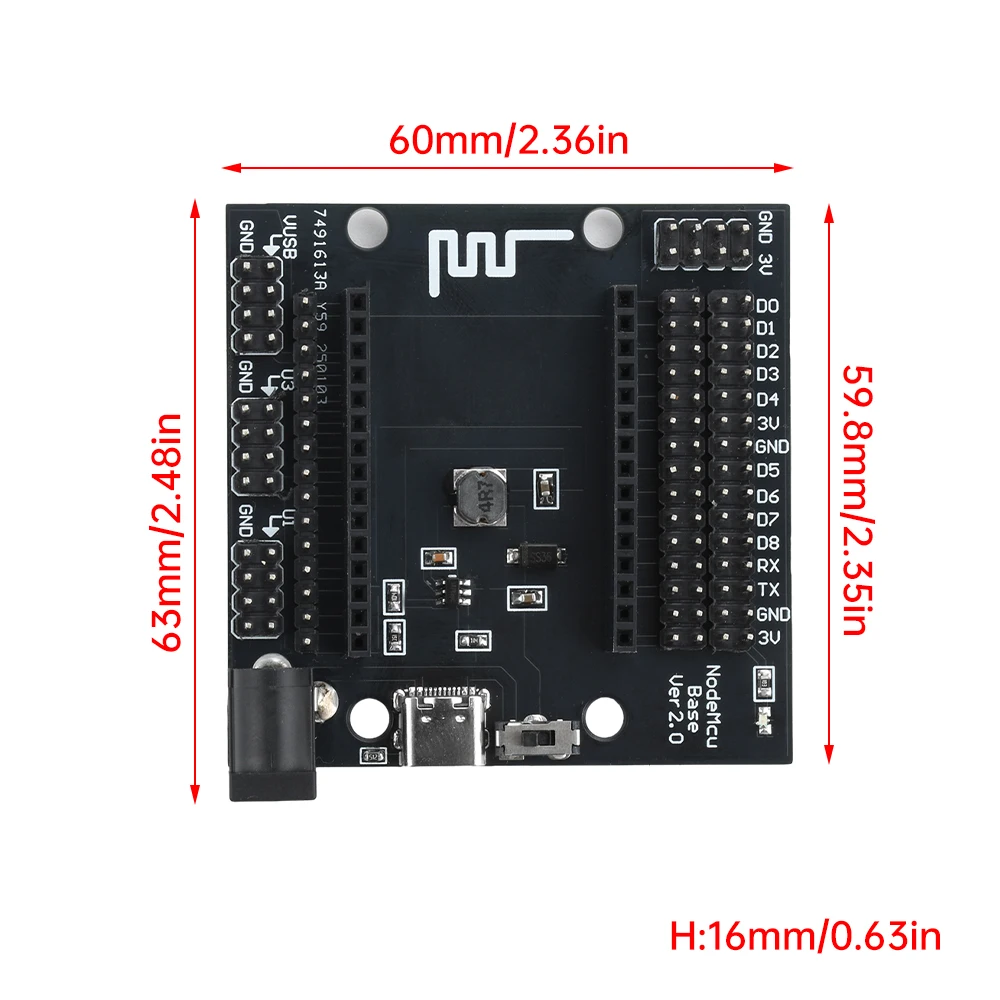 DC+Type-C Port Base Expansion Board ESP8266 Wireless WiFi Development Board Compatible NodeMcu Lua V3 CH340 For Arduino