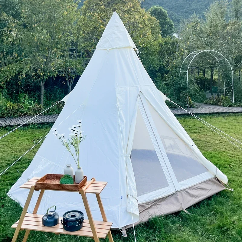 Tent camping Thickened sun protection Indian camping Park Internet celebrity wild pyramid cotton canopy
