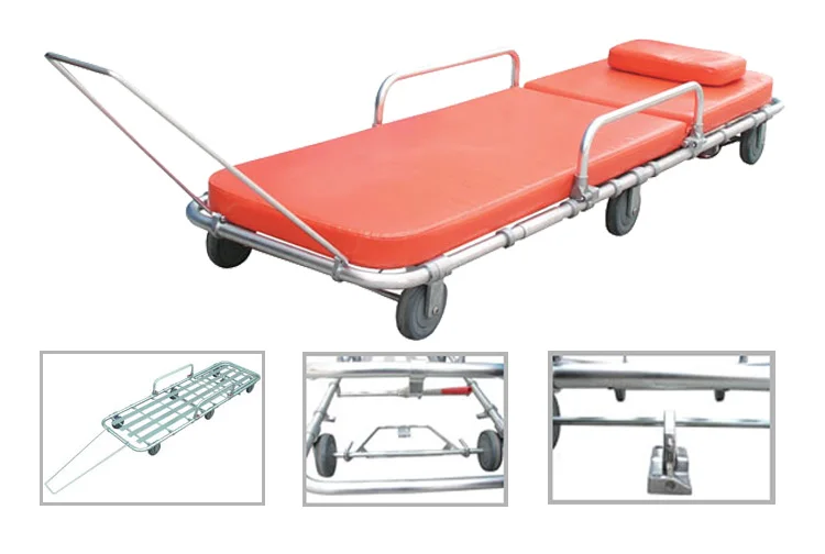 Adjustable Foldable Ambulance Stretcher Trolley with Safety Belt 159KG Load Capacity 37KG Lightweight for Emergency Rescue