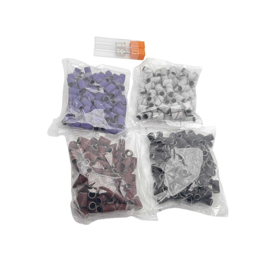 400 Stück Nagelschleifbänder für Nagelbohrer, Nagelschleifbänder, Feile mittlerer Körnung + gratis Zebra-Braunbohrer mit 2 Dorns