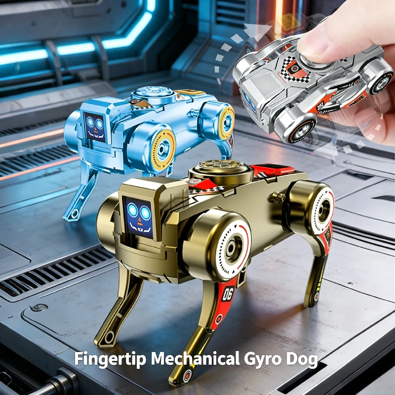 2-in-1 New Transformable Rotating Fidget Spinner Fingertip Mechanical Gyro Dog Deformation Toy Stress Relief Finger Toy Gifts