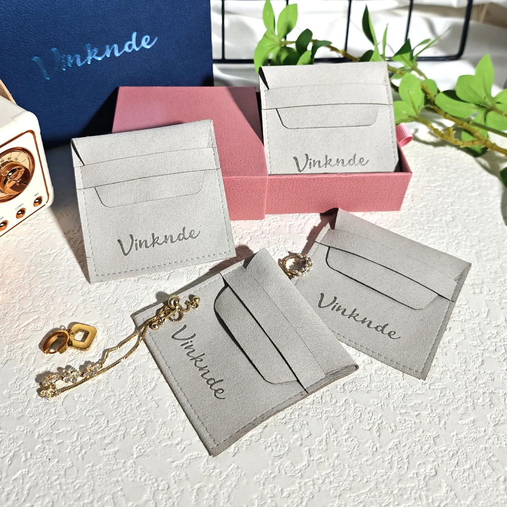 

Microfiber Velvet Jewelry Packaging Bag Customized Pouch Necklace Earrings Ring Storage Small Wedding Favor Bags Gift with Logo